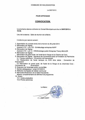 Convocation CM 30.07.2013