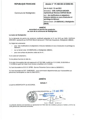 Permis modificatif PC10E0002M1 - Super U