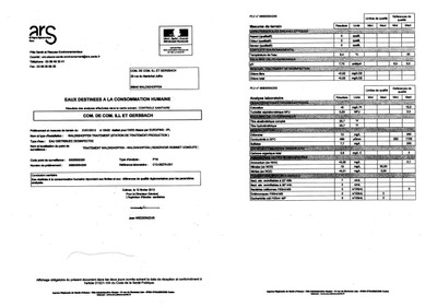 Rapport d'analyse d'eau potable n°C13-06275-D01 du 12.02.2013