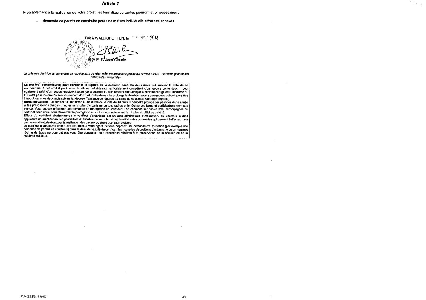 Certificat d'urbanisme délivré à Maître KOENIG, notaireCertificat d'urbanisme délivré à Maître KOENIG, notaireCertificat d'urbanisme délivré à Maître KOENIG, notaireCertificat d'urbanisme délivré à Maître KOENIG, notaire