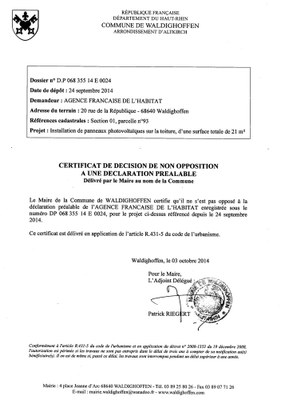 Décision à la déclaration préalable de l'Agence Française de l'Habitat