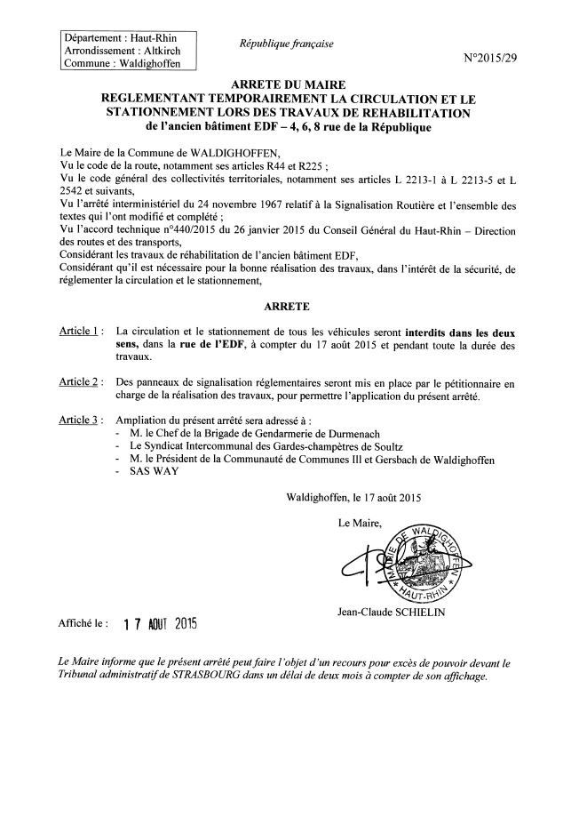 2015/29 circulation rue de l'EDF