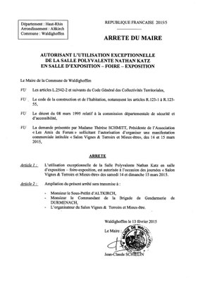 Arrêté du Maire - utilisation de la salle polyvalente