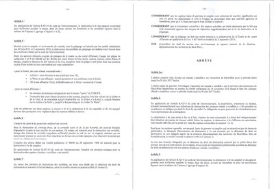 Arrêté préfectoral - modalités de destrucion des animaux classés nuisibles 