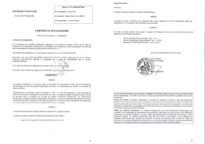 Certificat d'urbanisme CU06835516E0018- Maitre Pierre-Yves THUET