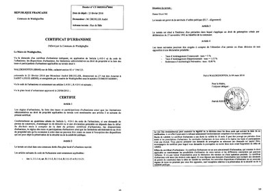 Certificat d'urbanisme délivré à M. DROXLER André
