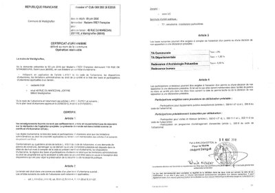 Certificat d'urbanisme délivré à Madame FREY Françoise