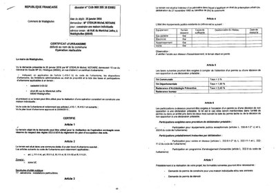 Certificat d'urbanisme délivré à Maître STEHLIN, notaire