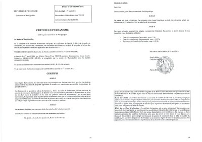 Certificat d'urbanisme délivré à Maitre THUET Pierre-Yves