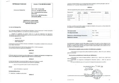 Certificat d'urbanisme délivré à Me STEHLIN Michel, notaire