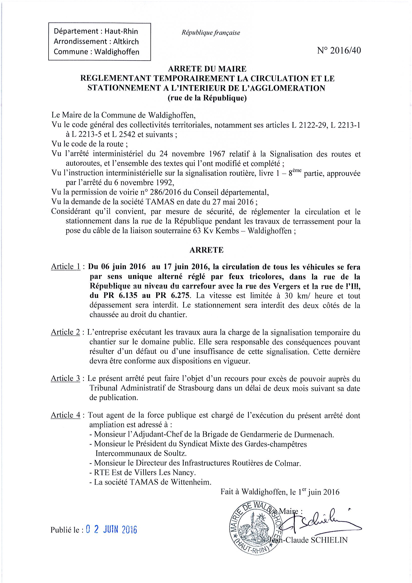 Circulation réglementé dans la rue de la République