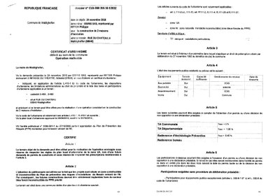 Demande de certificat d'urbanisme opérationnel pour un terrain situé dans la rue du Château