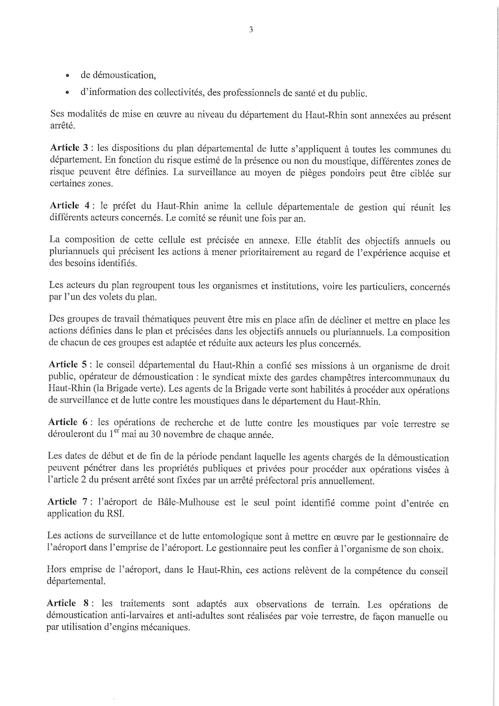 Arrêté préfectoral - plan national anti-dissémination du chikungunya et de la dengue 