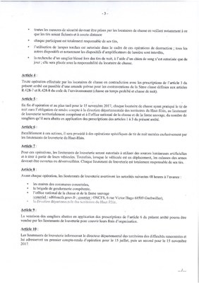 Arrêté prescrivant l'organisation de chasses de l'espèce sanglier 