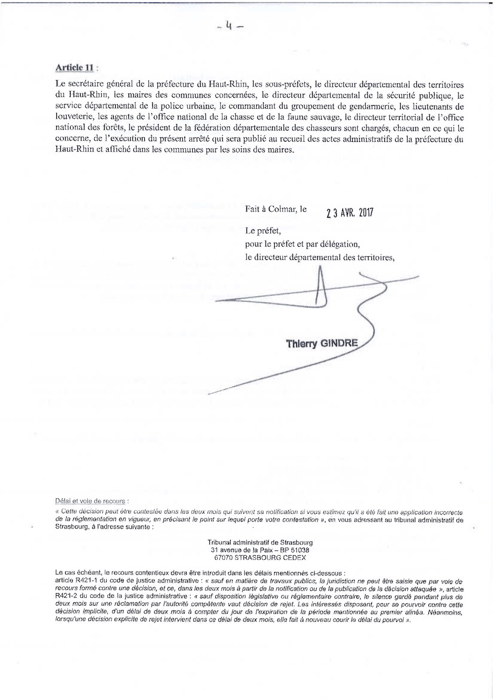 Arrêté prescrivant l'organisation de chasses de l'espèce sanglier 