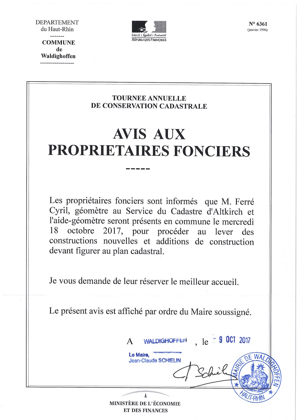 Avis aux propriétaires fonciers 