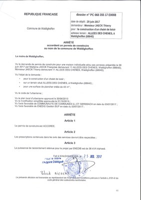 Décision à la demande de construire de M.JAECK Thierry