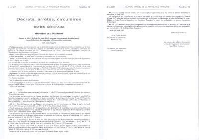 Décret pour l'élection des députés à l'Assemblée national