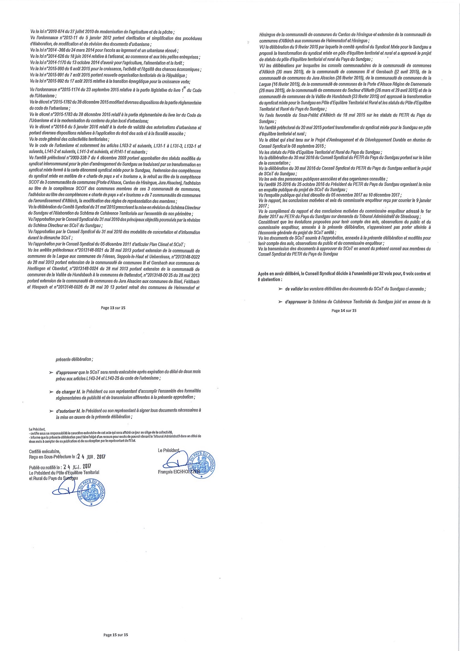 Extrait du procès verbal du conseil syndical 