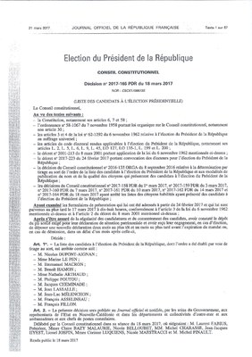 Liste des candidats à l'élection Présidentielle 2017