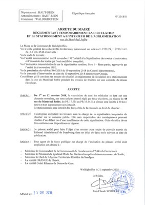 Arrêté : circulation rue du Maréchal Joffre