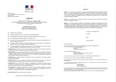 Arrêté préfectoral du 11 décembre 2018 relatif à la vente de carburant et combustibles au détail