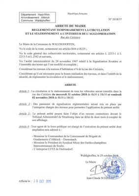 Arrêté réglementant le stationnement