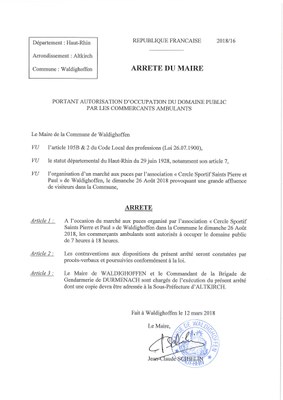 Autorisation exceptionnelle d'occupation du domaine public par les commerçants ambulants