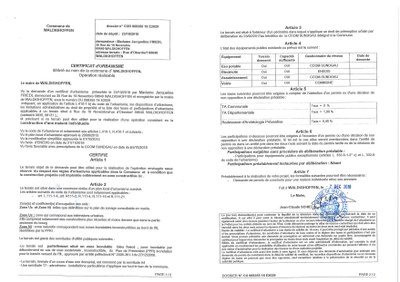 Certificat d'urbanisme établi pour Madame Jacqueline FRIEDL