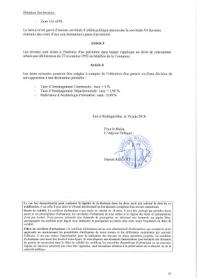 Certificat d'urbanisme établi pour Maître Anne SCHMIDT