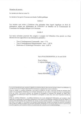 Certificat d'urbanisme établi pour Maître Jean-Marc LANG