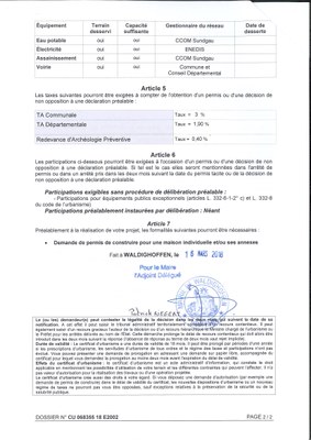 Certificat d'urbanisme opérationnel établi pour Madame Christiane SCHMITT