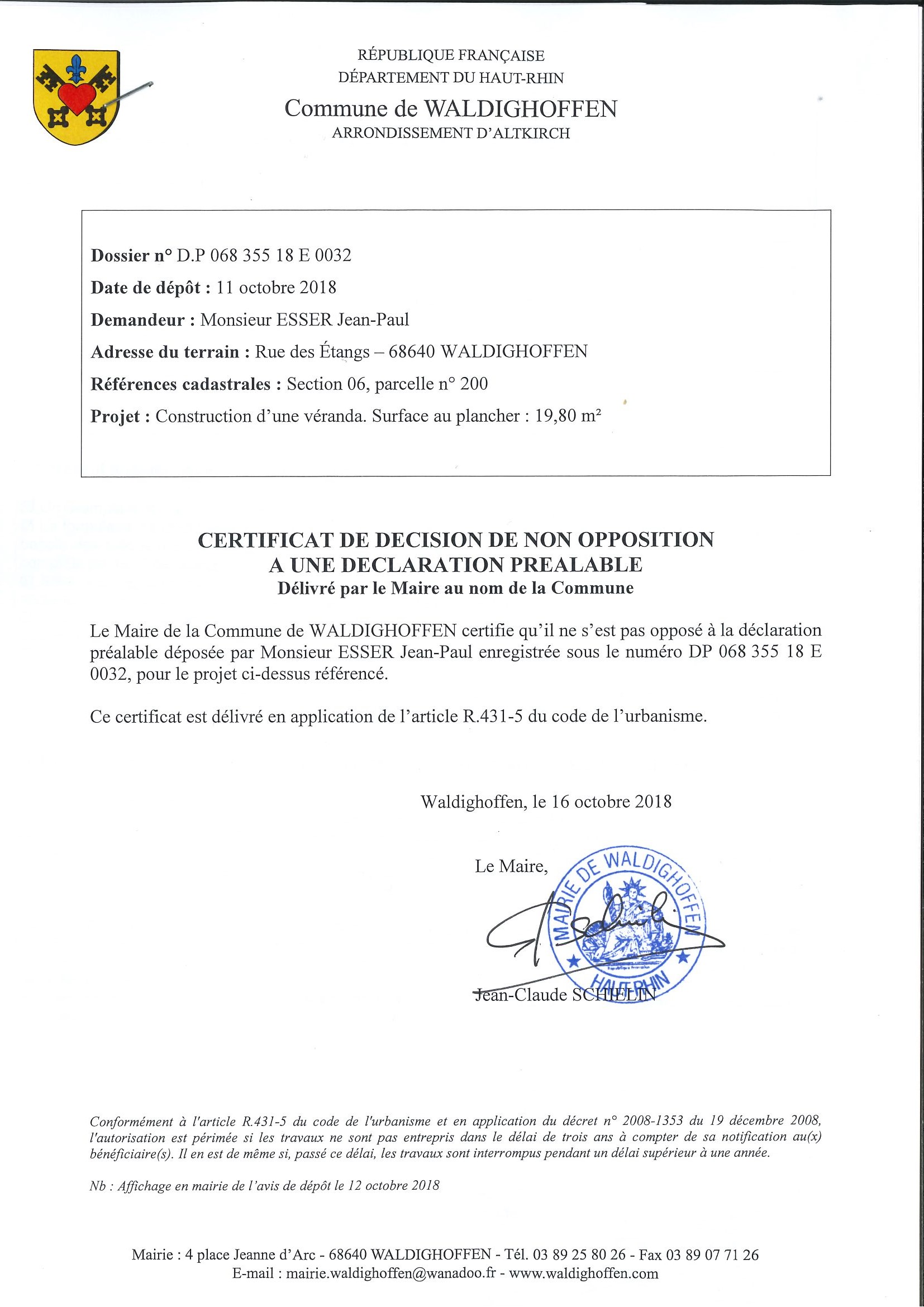 Décision à la demande d'autorisation de M. Esser Jean-Paul