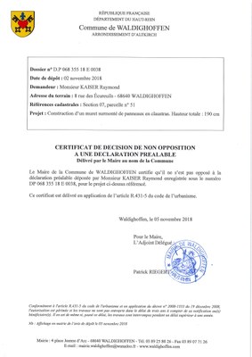 Décision à la demande d'autorisation de M. Kaiser Raymond