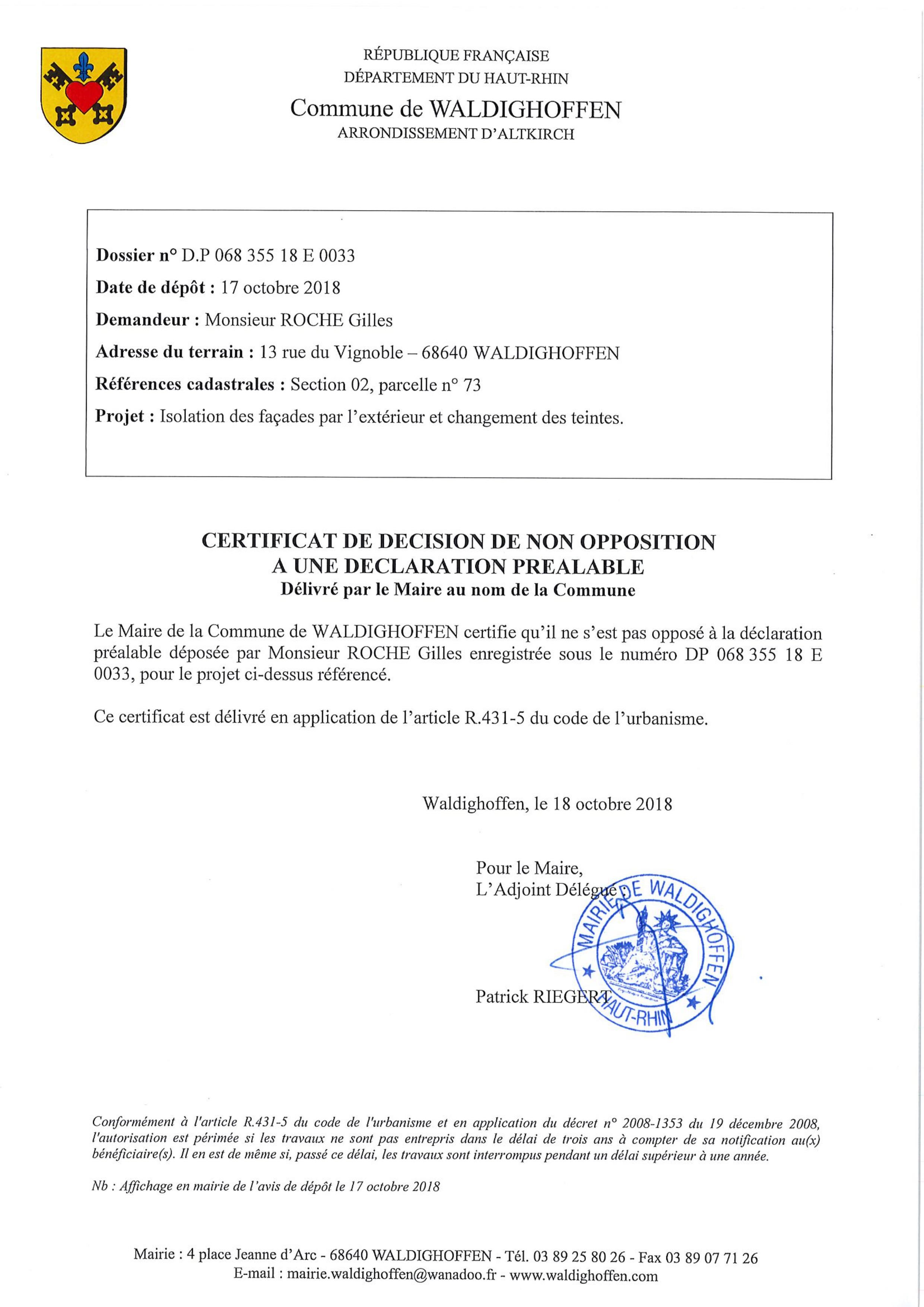 Décision à la demande d'autorisation de M. Roche Gilles