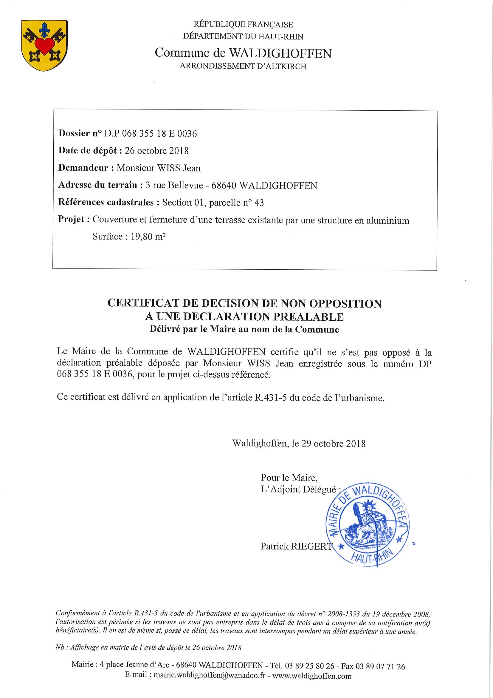 Décision à la demande d'autorisation de M. Wiss Jean