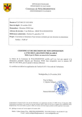 Décision à la demande d'autorisation de M. Wiss Jean