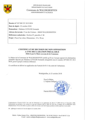 Décision à la demande d'autorisation de Mme Litzler Fernande