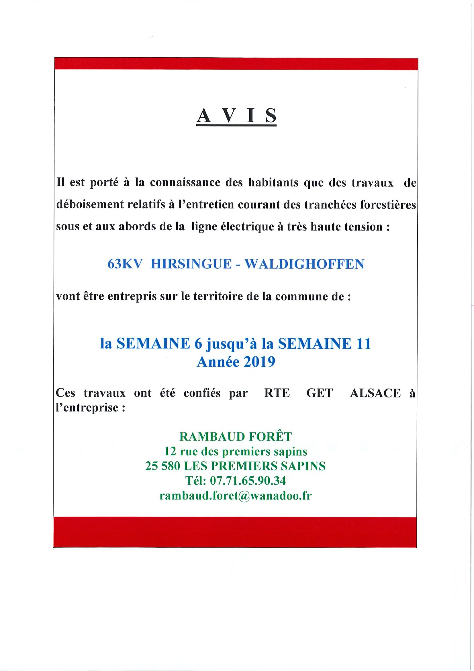 Avis - travaux de déboisement