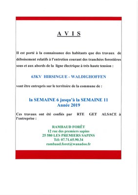 Avis - travaux de déboisement