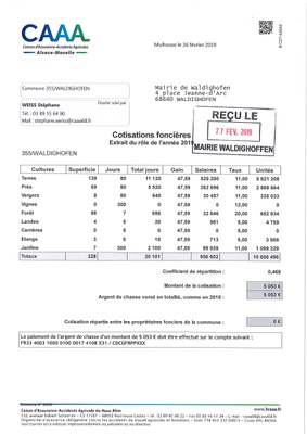 Cotisations foncières 2019