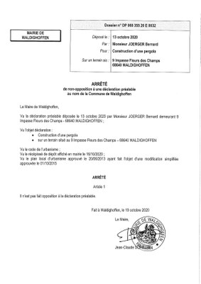 Décision à la demande d'autorisation à Monsieur Joerger Bernard