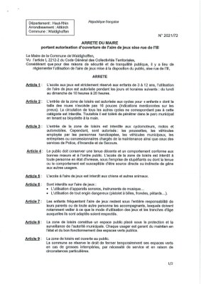 Arrêté 2021.72 - aire de jeux