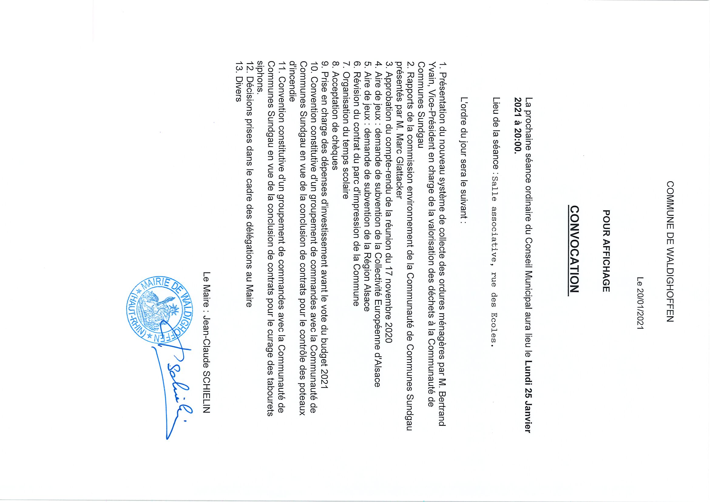 Convoc du 25.01.2021