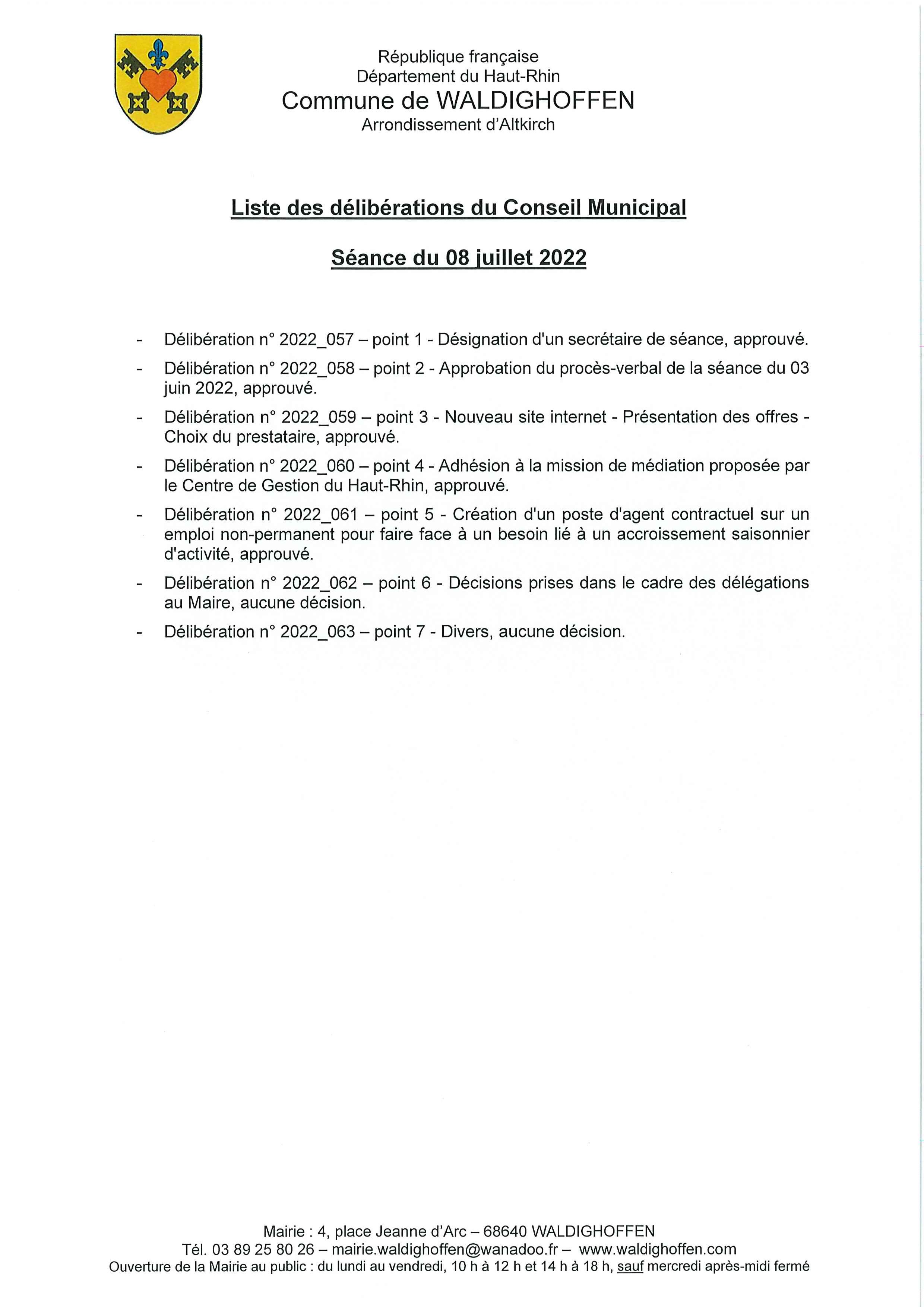 Liste DCM du 08.07.2022