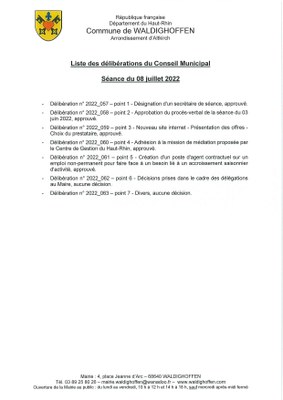 Liste DCM du 08.07.2022