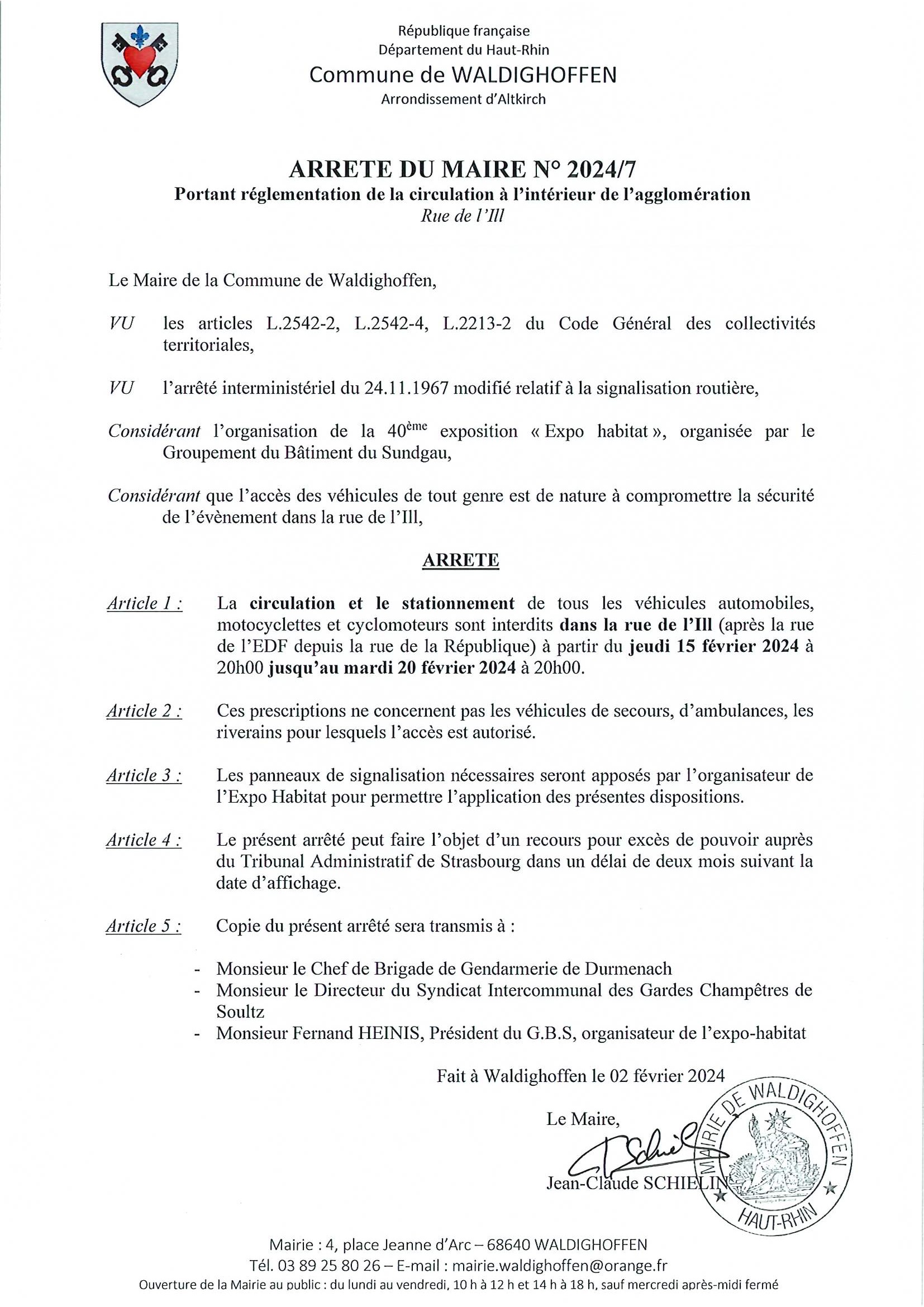 Arrêté du maire n° 2024/7