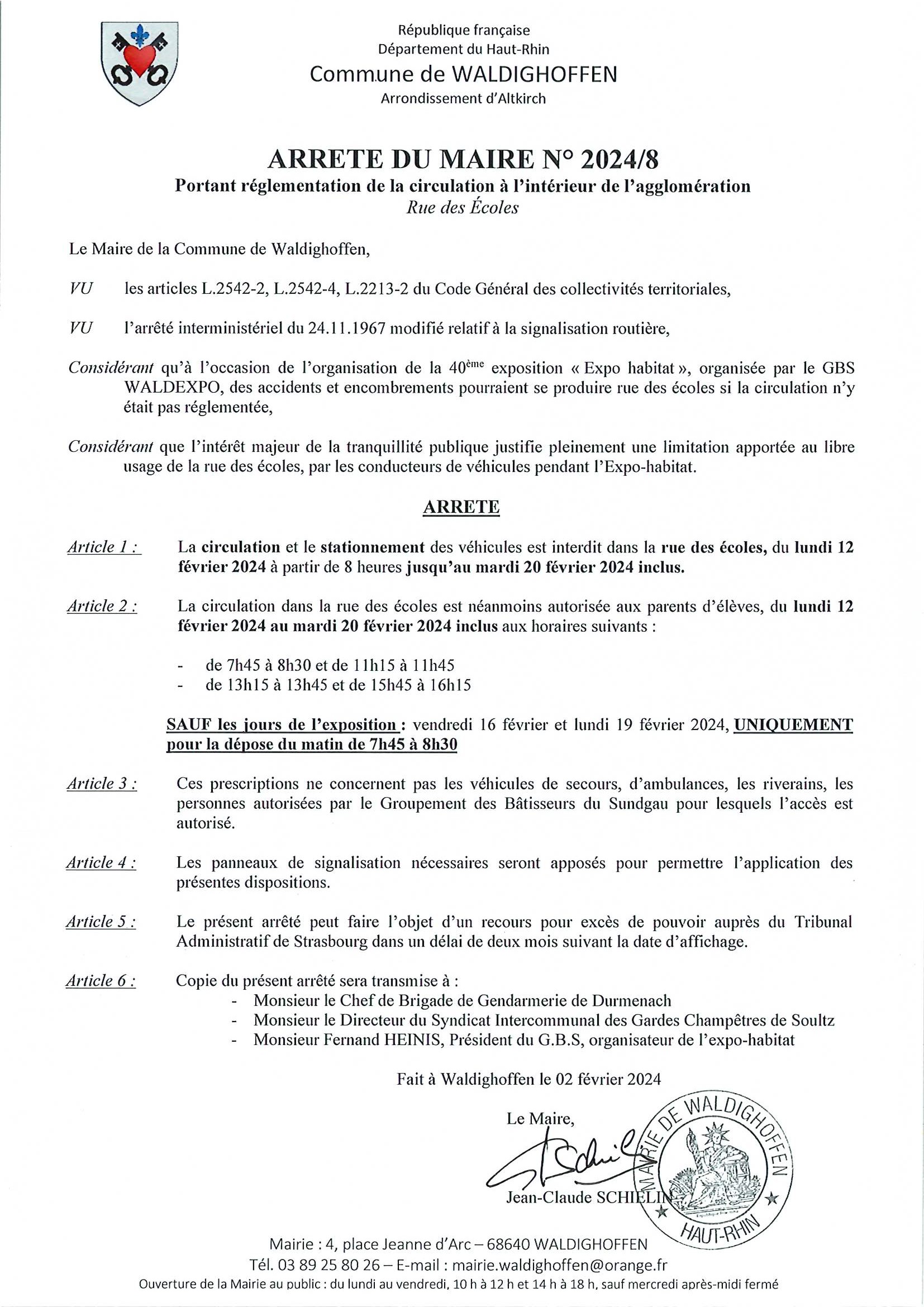 Arrêté du maire n° 2024/8