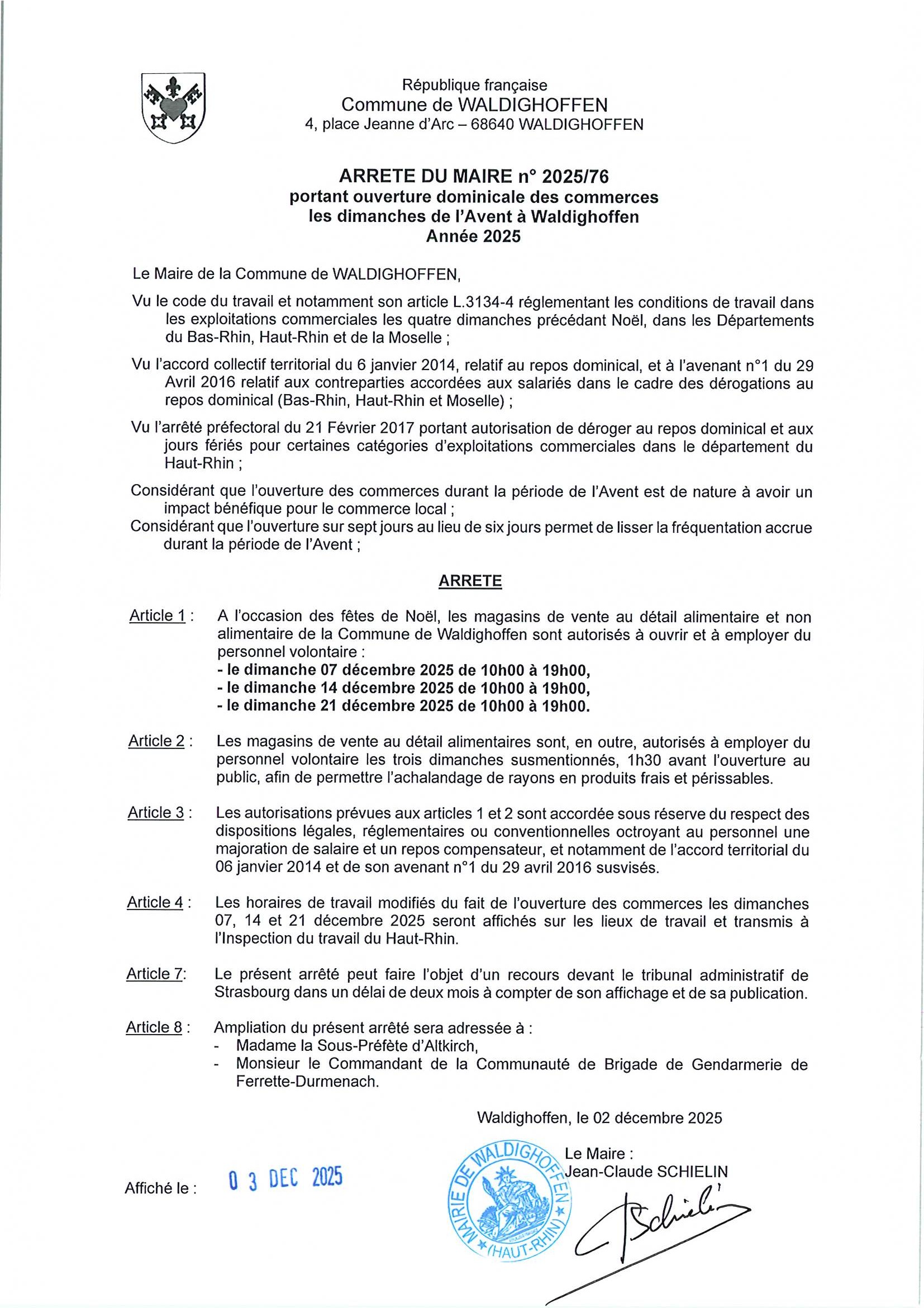 Arrêté du maire n°2025/76