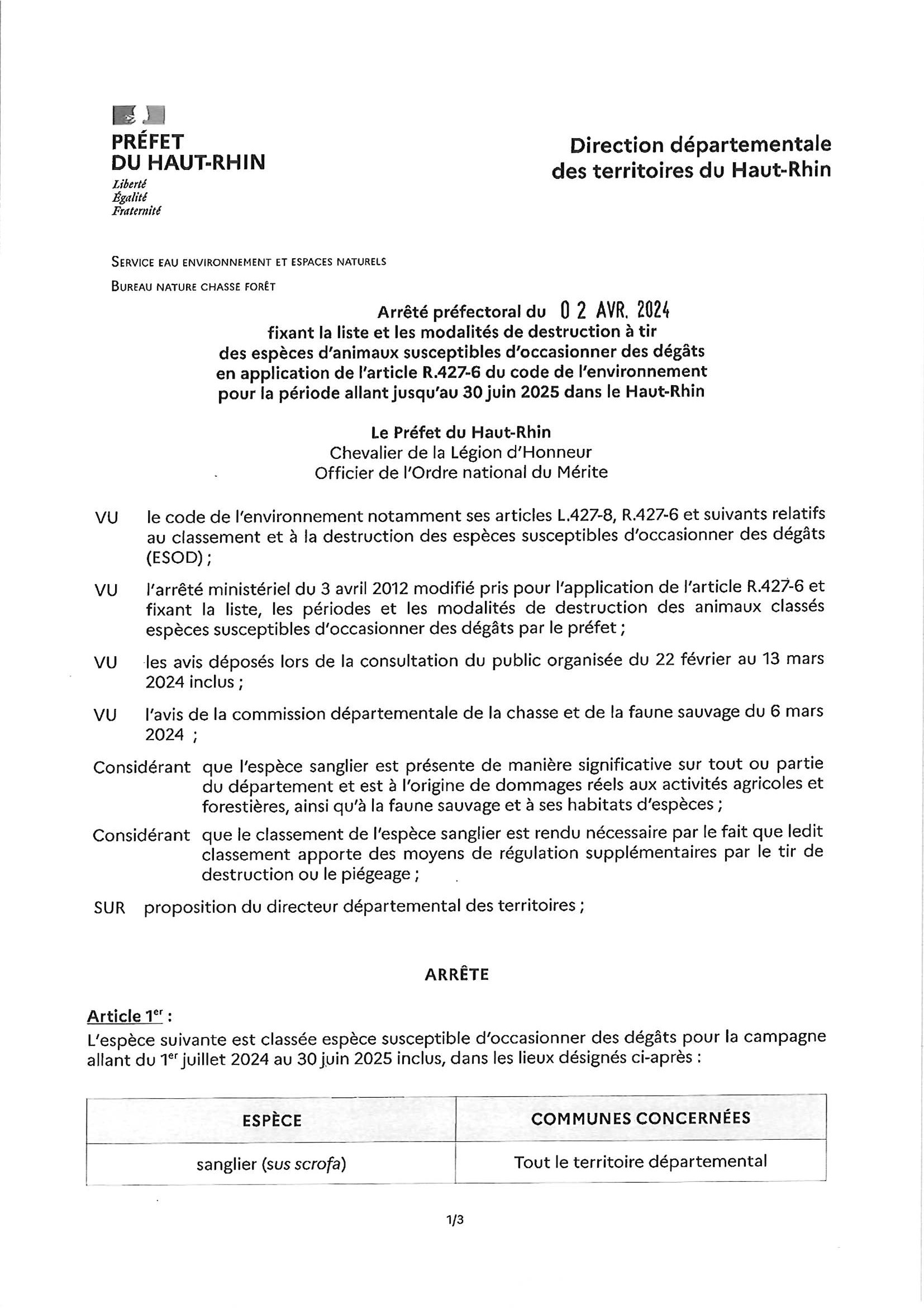 Arrêté préfectoral du 02.04.2024 page 1
